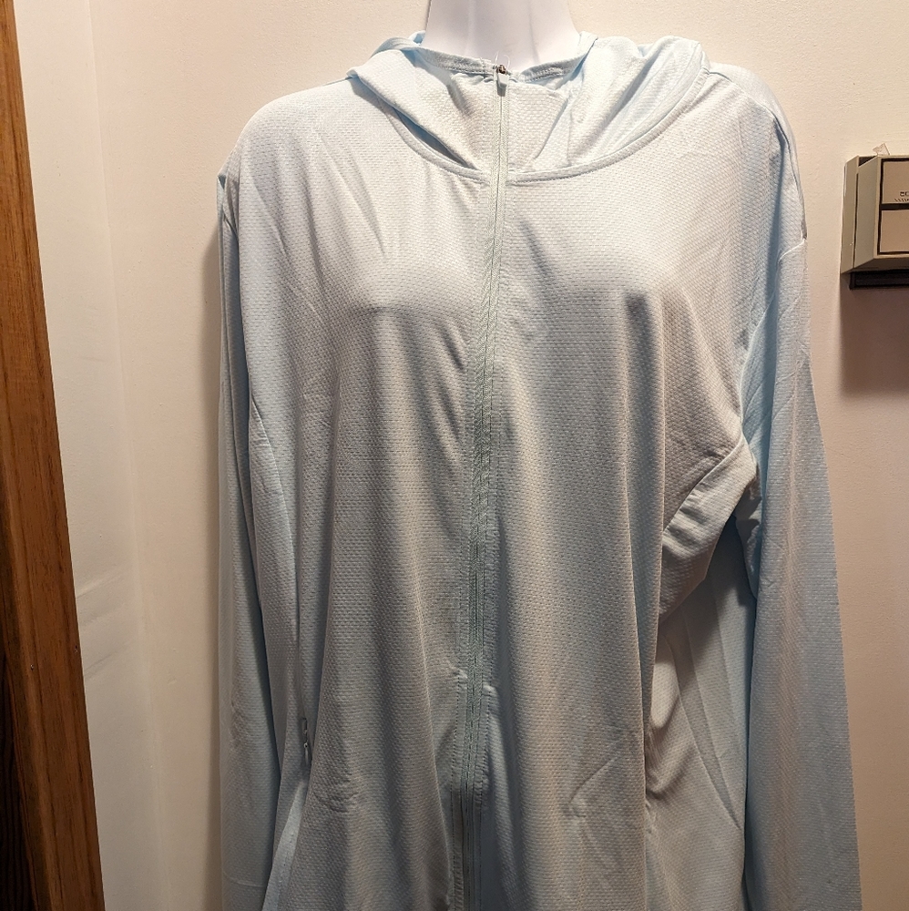 Maskert women's 2XL ice blue long sleeves UPF50 hooded full zip jacket NWT